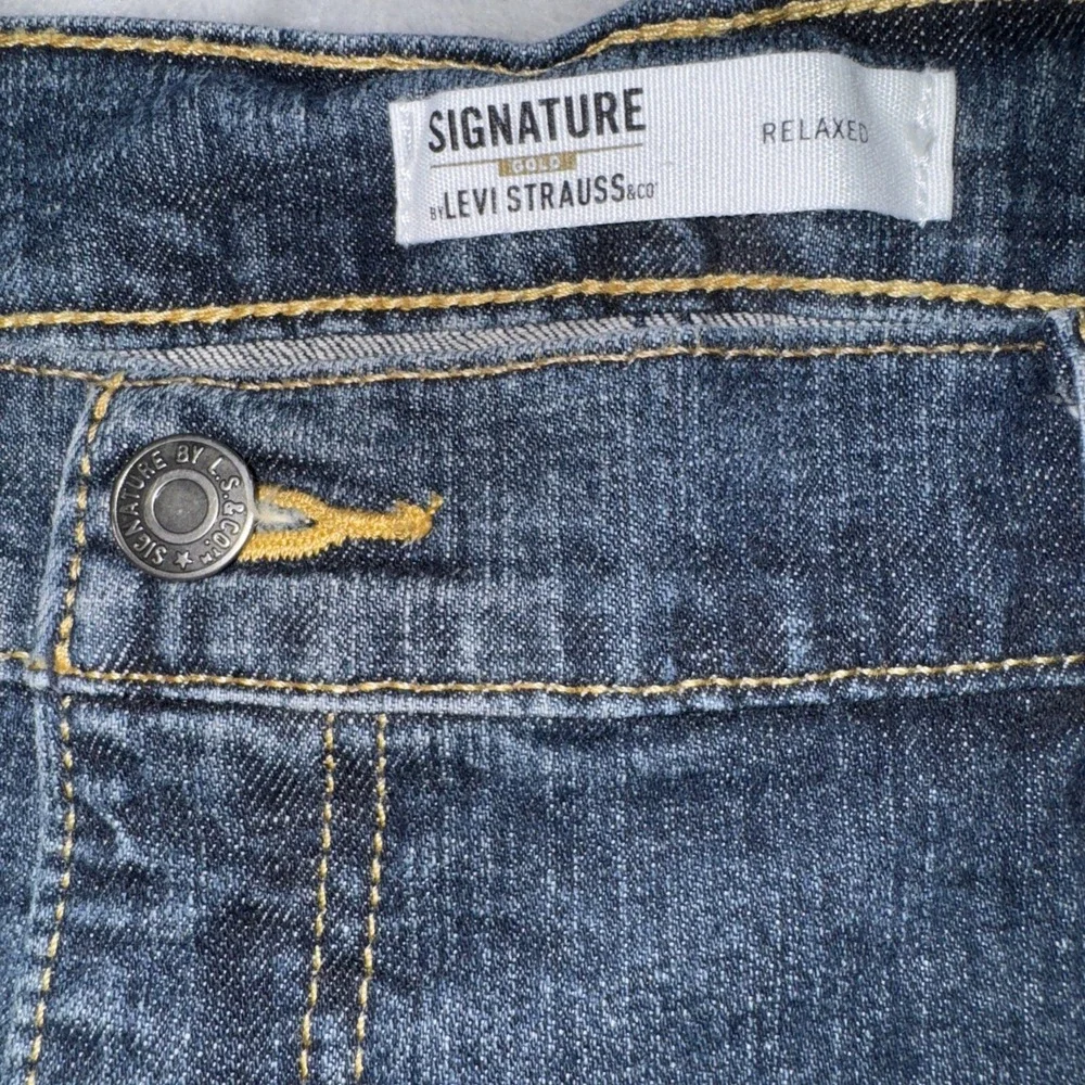 Levis Signature Mens Jeans 44x30 Loose Relaxed Baggie, Whiskering, Distressed